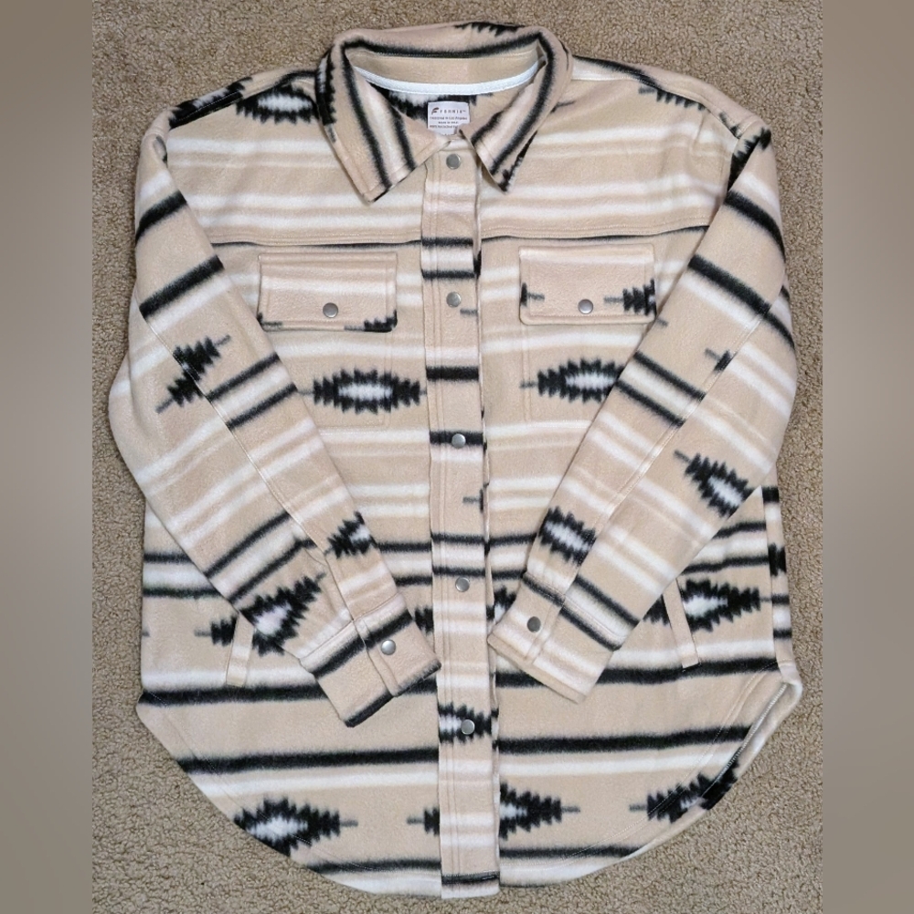 Rods Western Wear Beige Aztec Snap-Front Shacket